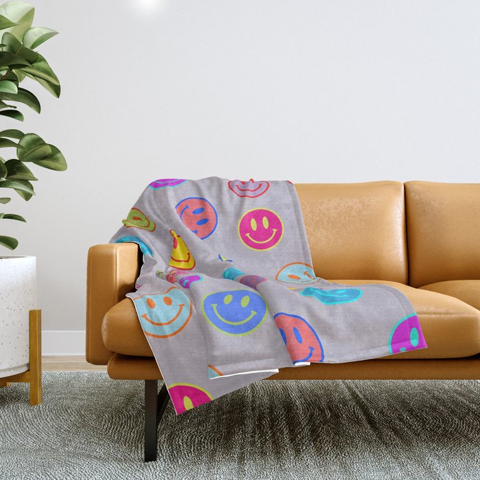 Smileys Obsessed Prpl Throw Blanket Gallery Image 1