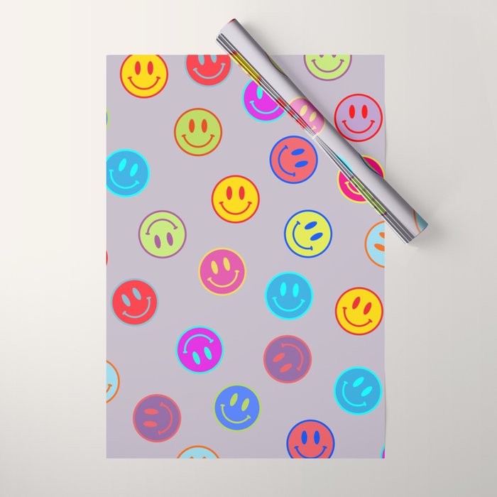 Smileys Obsessed Prpl Wrapping Paper Gallery Image 1