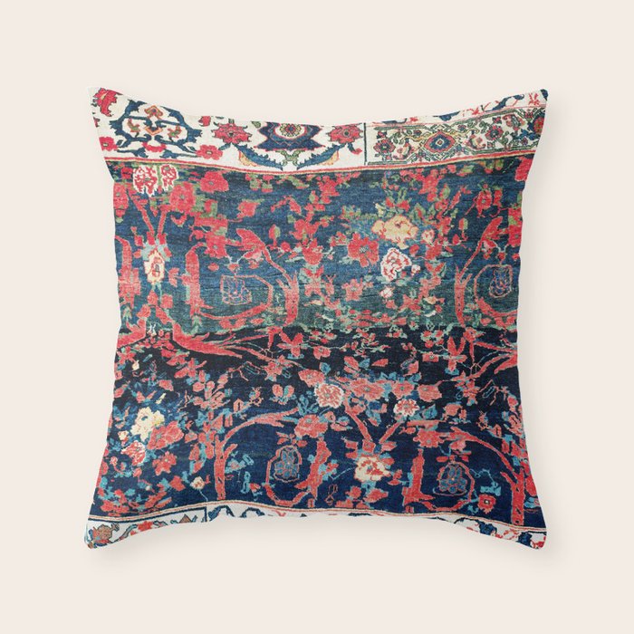 Bijar Vagireh Kurdish Persian Rug Sampler Throw Pillow Gallery Image 1