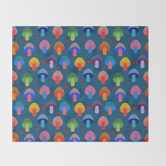 Mod Mushrooms Throw Blanket Gallery Image 2