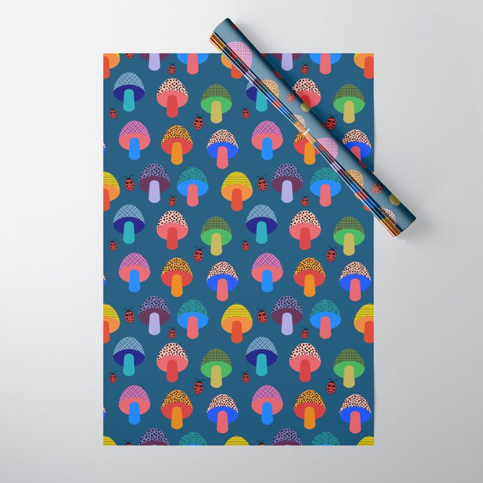 Mod Mushrooms Wrapping Paper Gallery Image 1