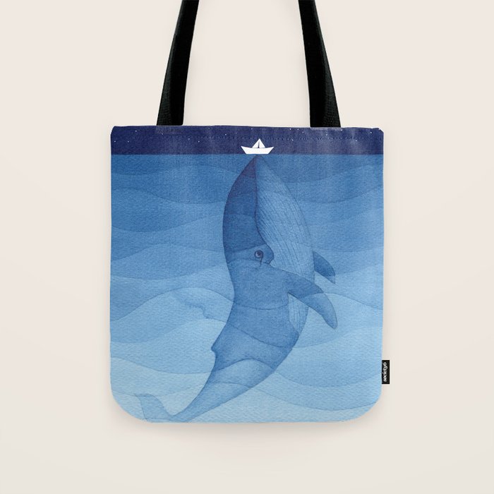 Whale blue ocean Tote Bag Gallery Image 1