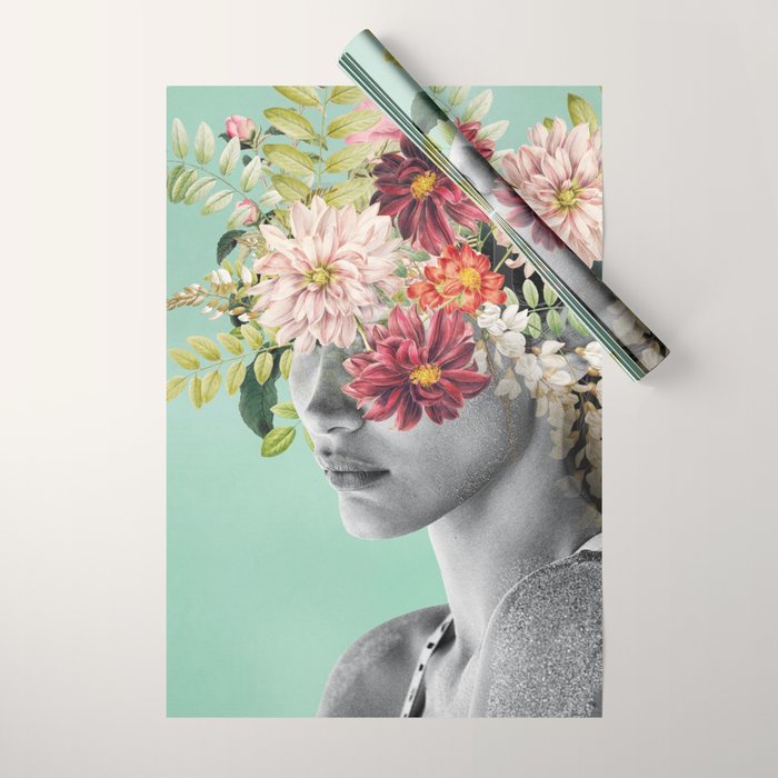 WOMAN WITH FLOWERS 12 Wrapping Paper Gallery Image 1
