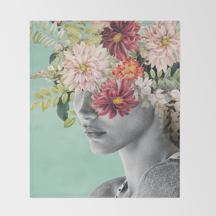WOMAN WITH FLOWERS 12 Throw Blanket Gallery Image 2