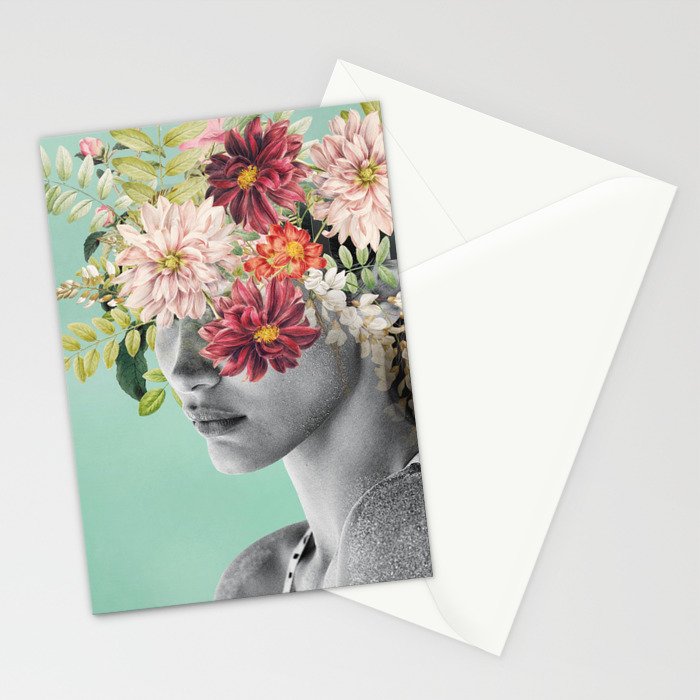WOMAN WITH FLOWERS 12 Stationery Card Gallery Image 2