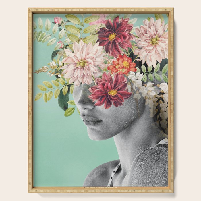 WOMAN WITH FLOWERS 12 Serving Tray Gallery Image 1