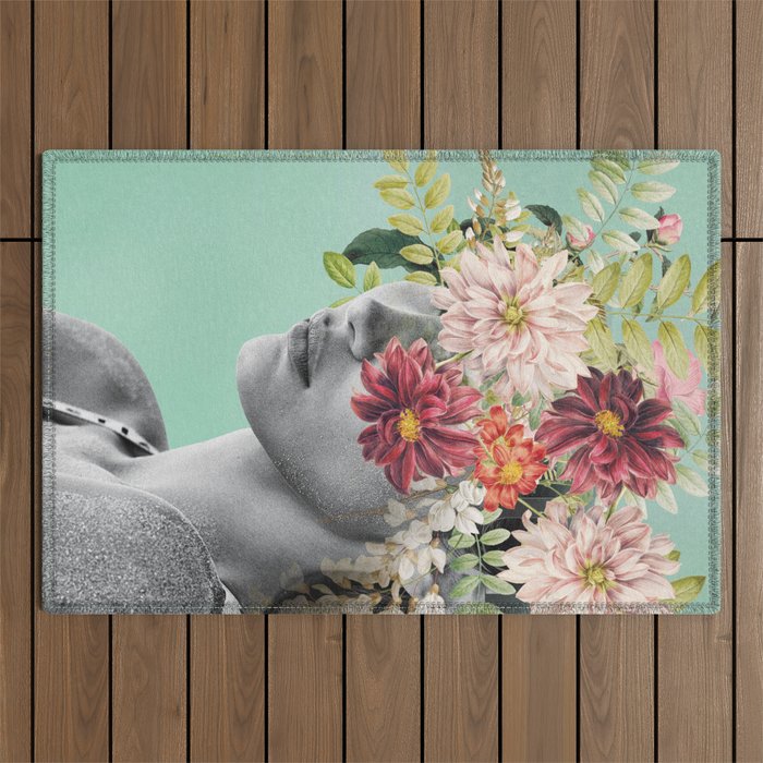 WOMAN WITH FLOWERS 12 Outdoor Rug Gallery Image 1