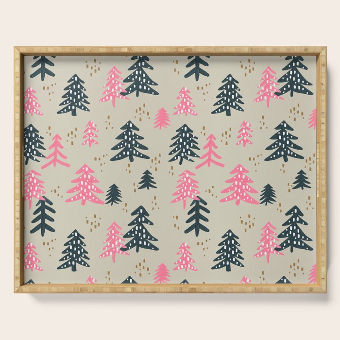 Christmas Trees - Emerald & Pink Serving Tray Gallery Image 1