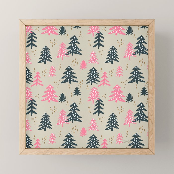 Christmas Trees - Emerald & Pink Mini Art Print Gallery Image 1