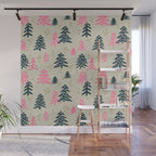 Christmas Trees - Emerald & Pink Wall Mural Gallery Image 1