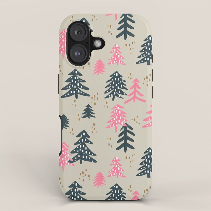 Christmas Trees - Emerald & Pink iPhone Case Gallery Image 1