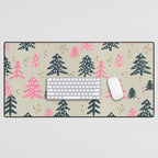Christmas Trees - Emerald & Pink Desk Mat Gallery Image 1