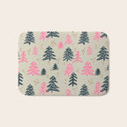 Christmas Trees - Emerald & Pink Bath Mat Gallery Image 1