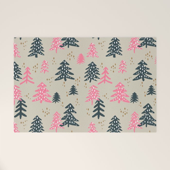 Christmas Trees - Emerald & Pink Welcome Mat Gallery Image 1
