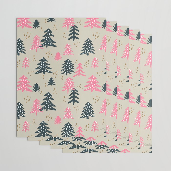 Christmas Trees - Emerald & Pink Wrapping Paper Gallery Image 3