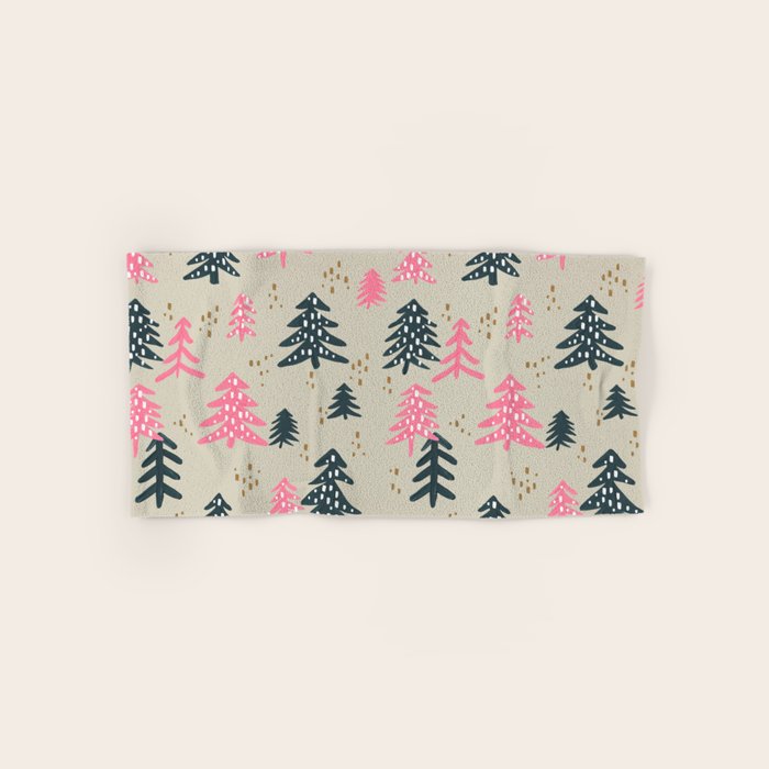 Christmas Trees - Emerald & Pink Bath Towel Gallery Image 1