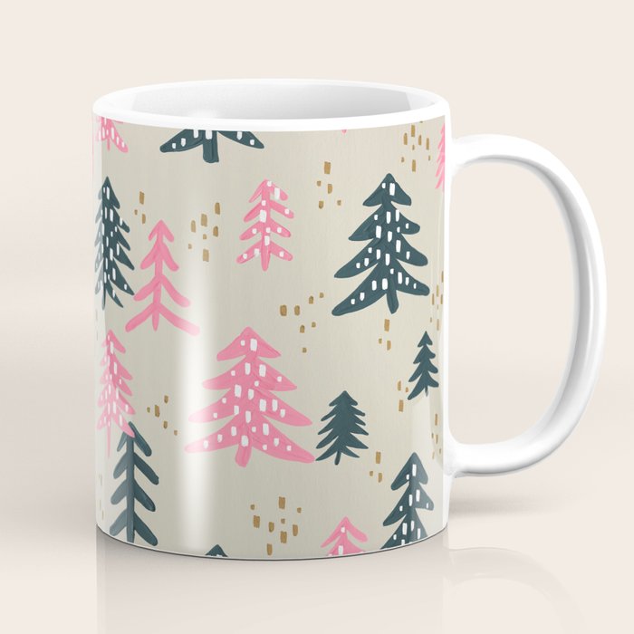 Christmas Trees - Emerald & Pink Coffee Mug Gallery Image 1