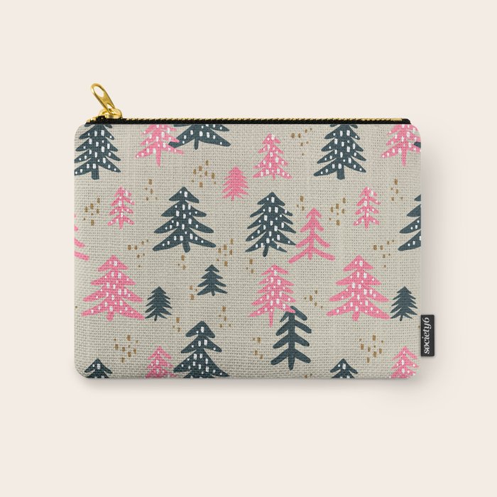 Christmas Trees - Emerald & Pink Carry All Pouch Gallery Image 1