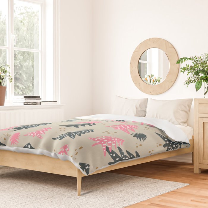 Christmas Trees - Emerald & Pink Duvet Cover Gallery Image 2