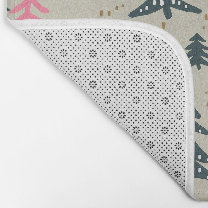 Christmas Trees - Emerald & Pink Bath Mat Gallery Image 2