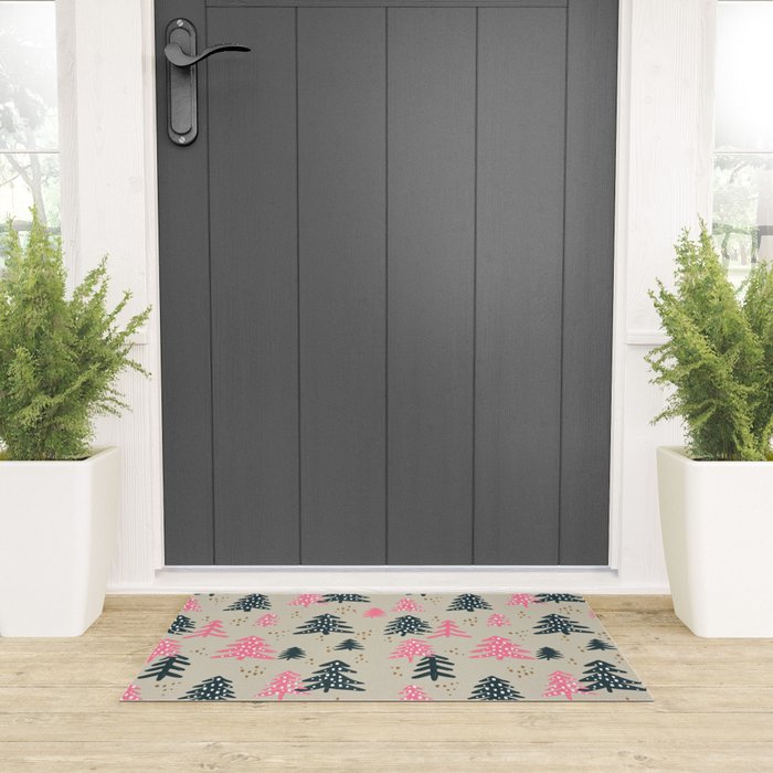 Christmas Trees - Emerald & Pink Welcome Mat Gallery Image 3
