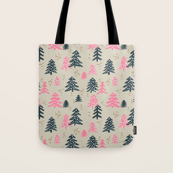Christmas Trees - Emerald & Pink Tote Bag Gallery Image 1