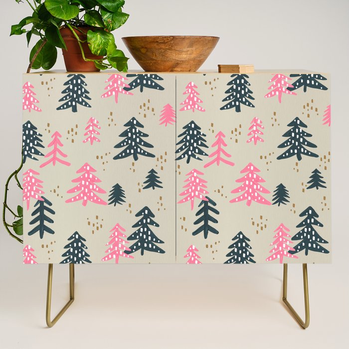 Christmas Trees - Emerald & Pink Credenza Gallery Image 1