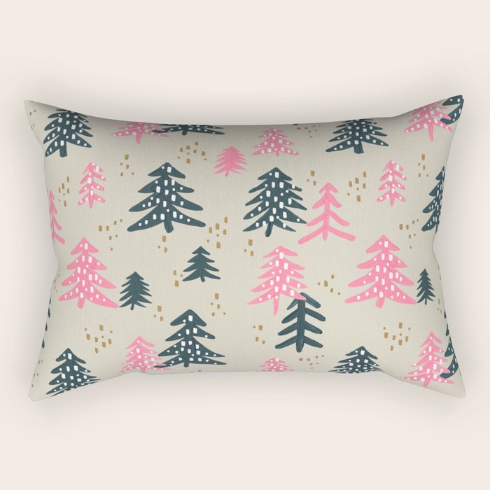 Christmas Trees - Emerald & Pink Rectangular Pillow Gallery Image 2