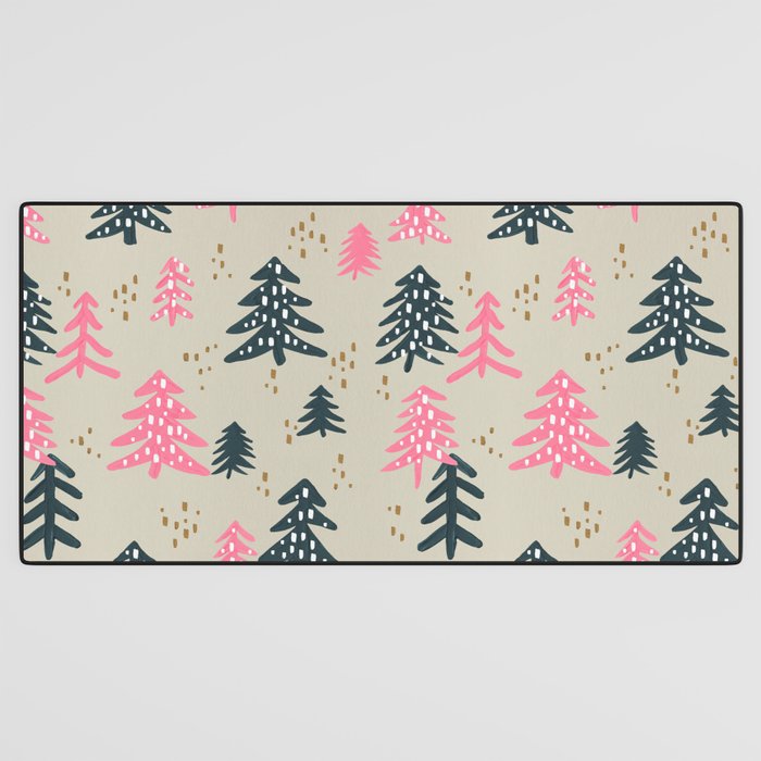 Christmas Trees - Emerald & Pink Desk Mat Gallery Image 3