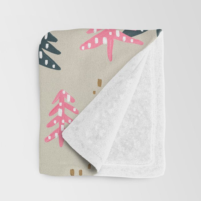Christmas Trees - Emerald & Pink Throw Blanket Gallery Image 3