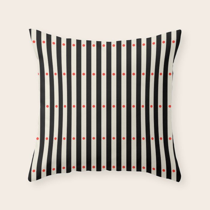 Stripes and Dots geometric pattern black and white  Throw Pillow Gallery Image 1