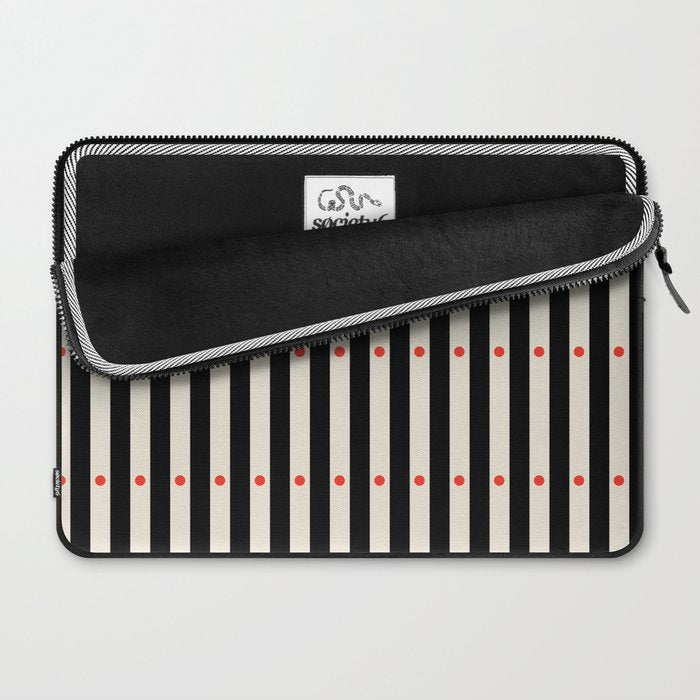 Stripes and Dots geometric pattern black and white  Laptop Sleeve Gallery Image 2