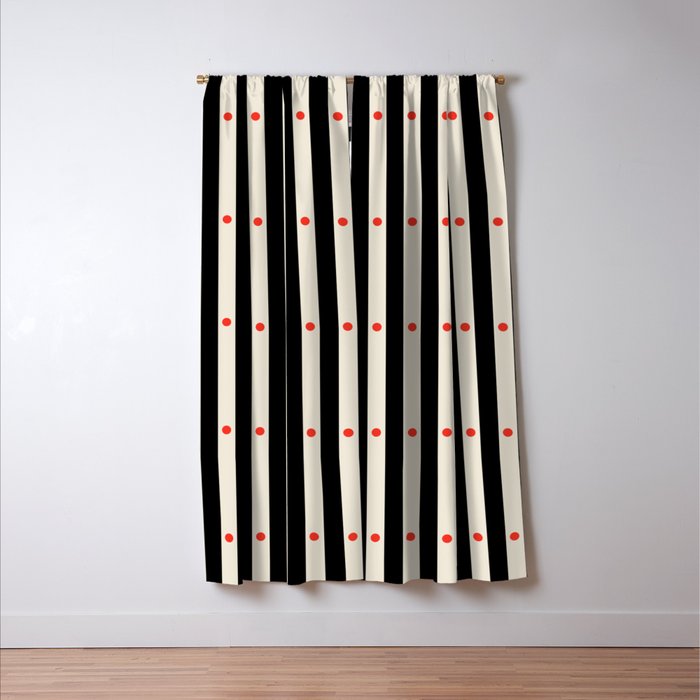 Stripes and Dots geometric pattern black and white  Window Curtain Gallery Image 3