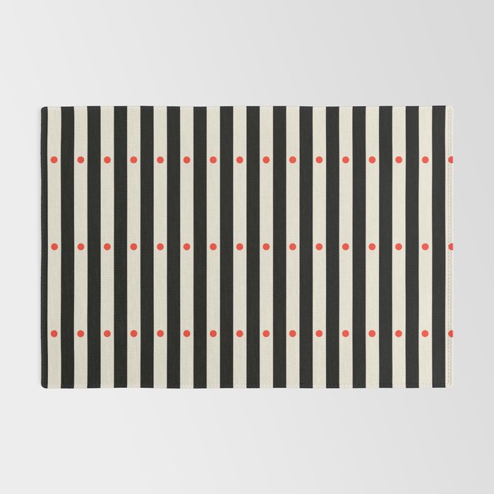 Stripes and Dots geometric pattern black and white  Rug Gallery Image 2