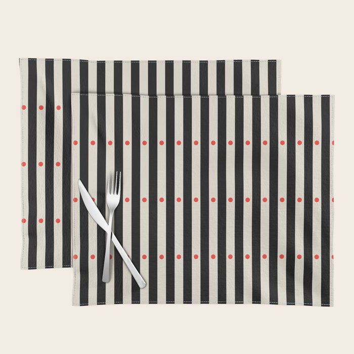 Stripes and Dots geometric pattern black and white  Placemat Gallery Image 1
