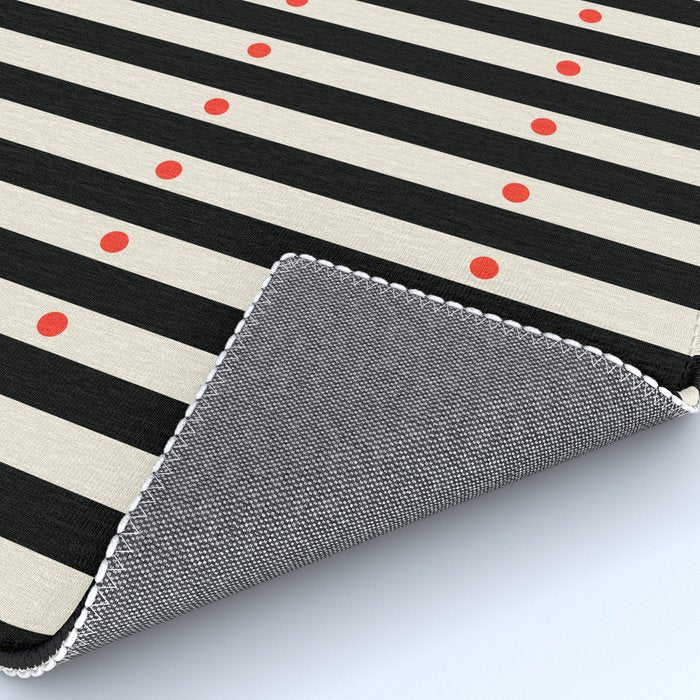 Stripes and Dots geometric pattern black and white  Rug Gallery Image 4