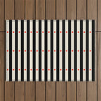Stripes and Dots geometric pattern black and white  Outdoor Rug Gallery Image 1