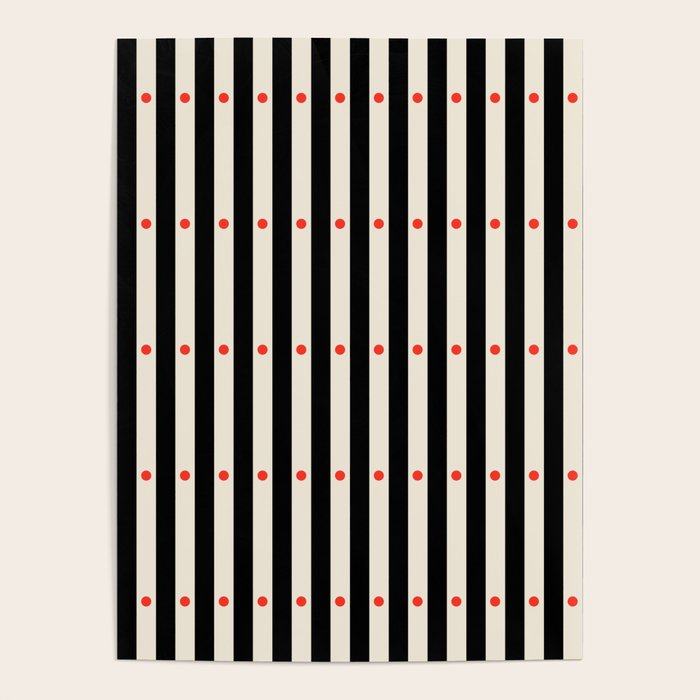 Stripes and Dots geometric pattern black and white  Poster Gallery Image 4