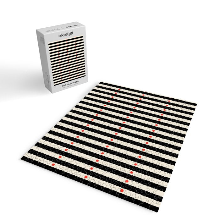 Stripes and Dots geometric pattern black and white  Jigsaw Puzzle Gallery Image 2