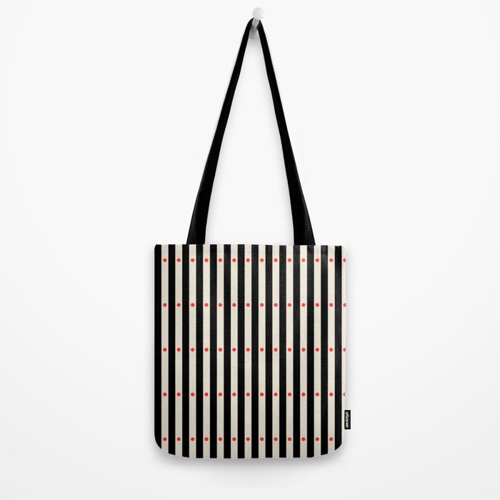 Stripes and Dots geometric pattern black and white  Tote Bag Gallery Image 2