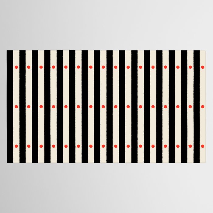 Stripes and Dots geometric pattern black and white  Tablecloth Gallery Image 2