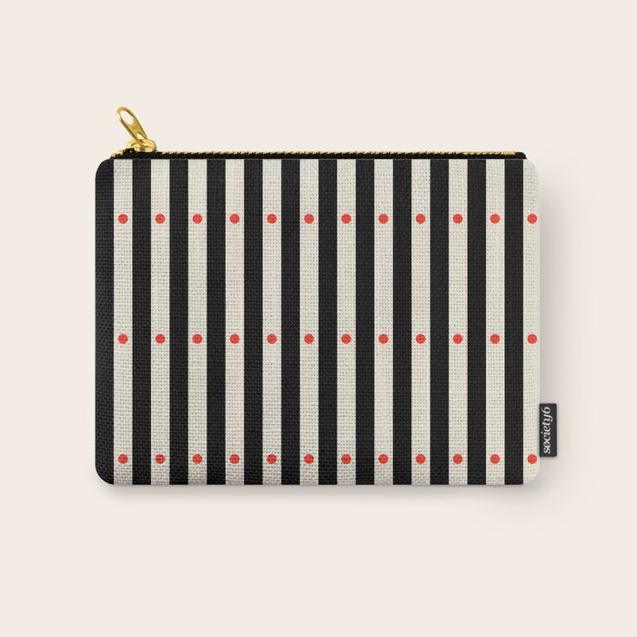 Stripes and Dots geometric pattern black and white  Carry All Pouch Gallery Image 1