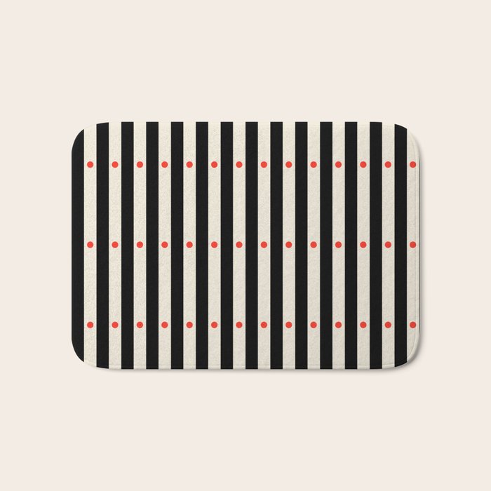 Stripes and Dots geometric pattern black and white  Bath Mat Gallery Image 1