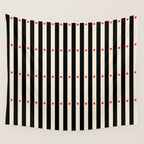 Stripes and Dots geometric pattern black and white  Wall Tapestry Gallery Image 4