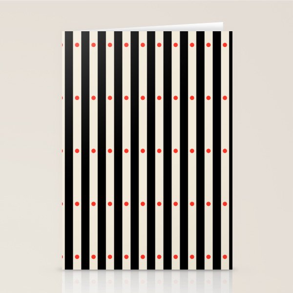 Stripes and Dots geometric pattern black and white  Stationery Card Gallery Image 1