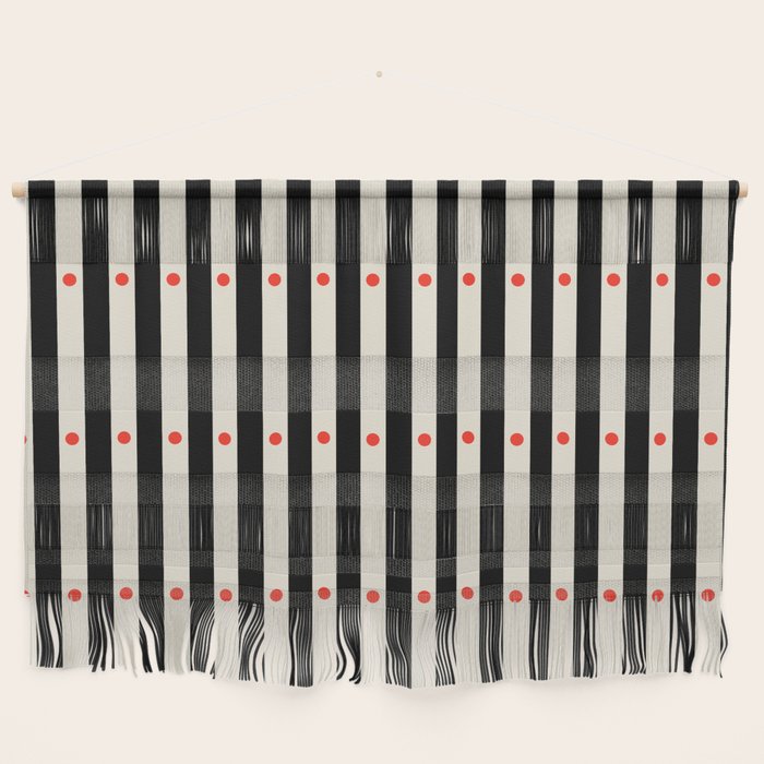 Stripes and Dots geometric pattern black and white  Wall Hanging Gallery Image 1