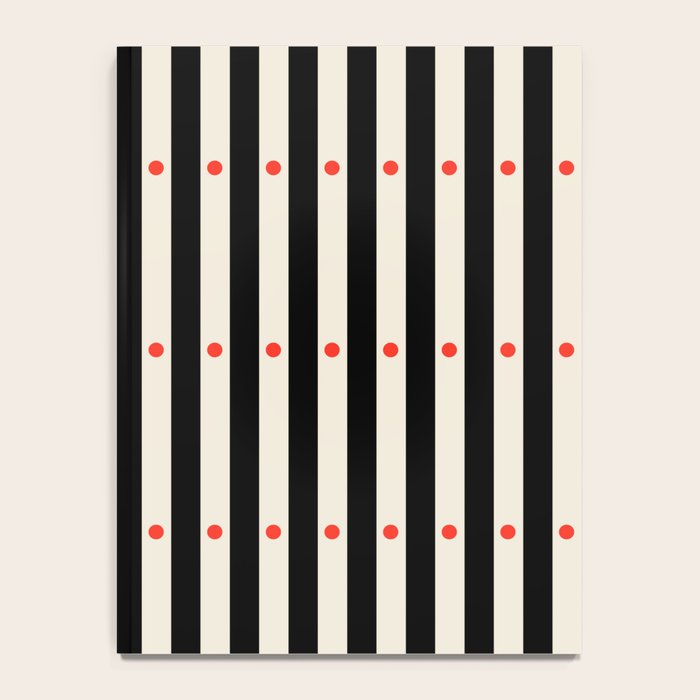 Stripes and Dots geometric pattern black and white  Notebook Gallery Image 4