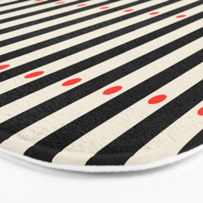 Stripes and Dots geometric pattern black and white  Bath Mat Gallery Image 3