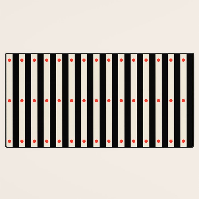 Stripes and Dots geometric pattern black and white  Desk Mat Gallery Image 3