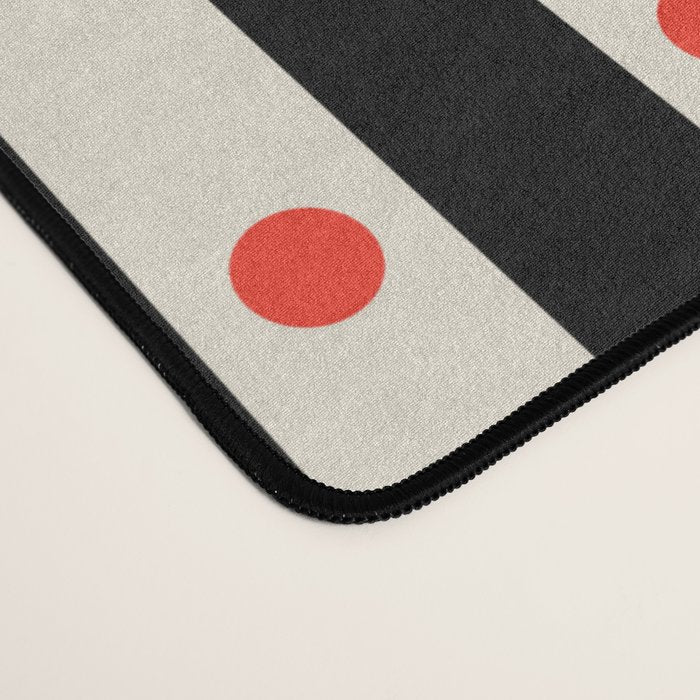 Stripes and Dots geometric pattern black and white  Desk Mat Gallery Image 4